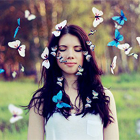 可爱女生与蝴蝶孤独伤感的唯美意境图片大全