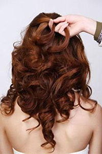 韩式新娘长发卷发盘发发型图片