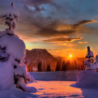 夕阳下的雪景好看的唯美风景图片