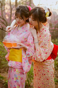 日本姐妹花美少女身穿日式和服唯美艺术写真照